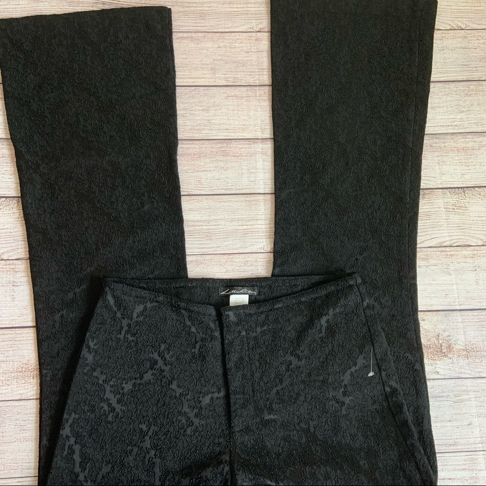 Lillie Rubin Black Brocade Wide-Leg Pants